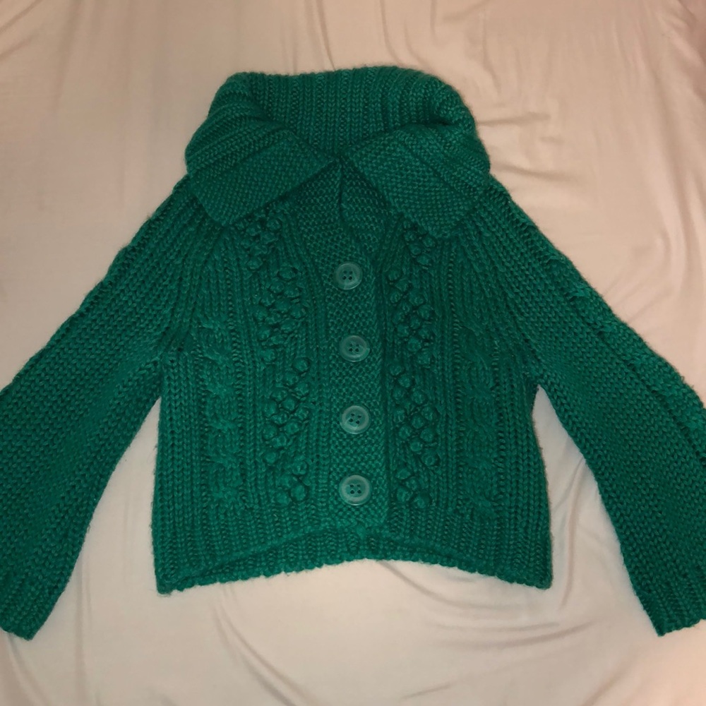 Greenish Teal Cropped Chunky Sweater